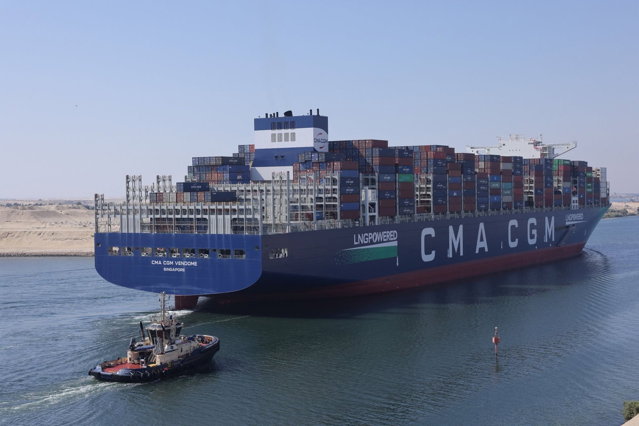 قناة السويس تشهد عبور سفينة الحاويات العملاقة CMA CGM VENDOME لأول مرة