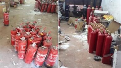 بالقليوبية.. ضبط مخزن غير مرخص لتعبئة طفايات حريق مغشوشة