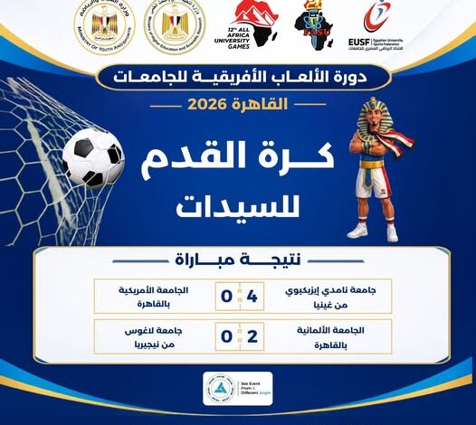 «القاهرة 2026» .. نامدي إيزيكيوي والجامعة الألمانية تتفوقان في منافسات كرة القدم للسيدات