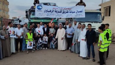 تمهيد طريق (نكلا - الرهاوي) في منشأة القناطر برعاية «مستقبل وطن»