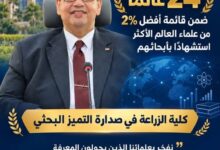 24 عالمًا من جامعة كفر الشيخ ضمن قائمة أفضل 2% من علماء العالم