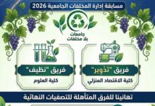 جامعة العاصمة تتأهل بفريقين للتصفيات النهائية للمسابقة الوطنية جامعات بلا مخلفات