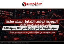 البورصة توقف التداول نصف ساعة بعد هبوط EGX 100 بنسبة 10%